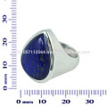 Красивый Лазурит Ляпис драгоценный камень с 925 стерлингового серебра дизайн Груша кольцо для подарка